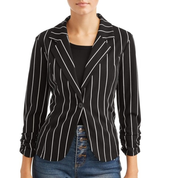 Charcoal Heather Ruched Sleeve Blazer - Picture 4 of 4